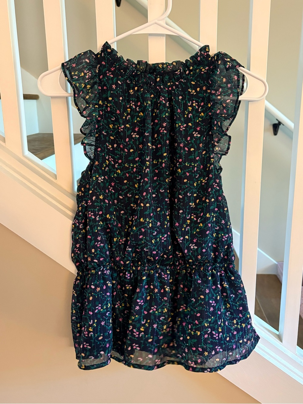 Banana Republic Navy Floral Peplum Top